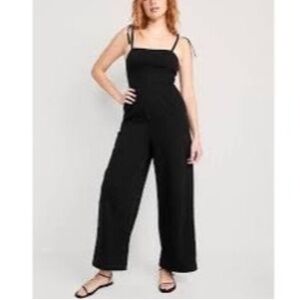 Old Navy Tie-Shoulder Corset Cami Wide-Leg Jumpsuit Black 2023-Medium Tall